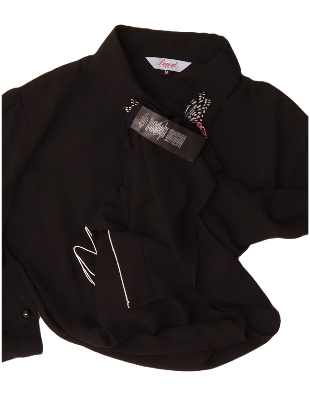 Bluză vintage cu mânecă scurtă pentru femei cu grafică UK 14 Medium Black