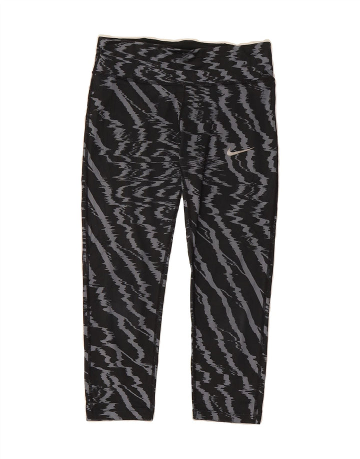 NIKE Womens Dri Fit Abstract Pattern Capri Leggings UK 12 Medium  Black Vintage Nike and Second-Hand Nike from Messina Hembry 