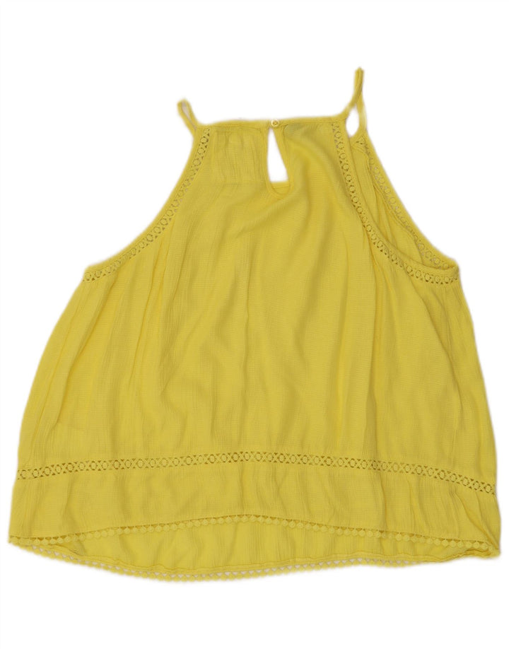 Superdry Crop Cami Top pentru femei UK 10 Small Yellow Viscose