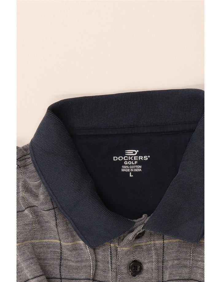 Tricou polo Dockers Rugby pentru bărbați, bumbac cu carouri albastre mari