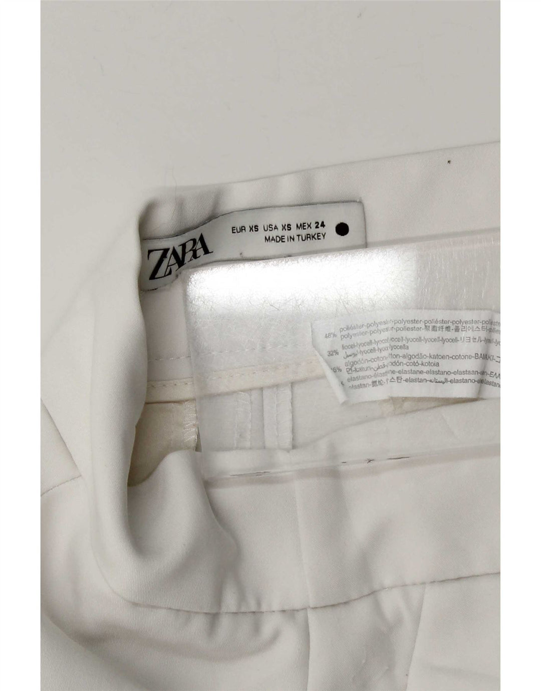 Pantaloni scurți chino pentru femei Zara XS W24 poliester alb