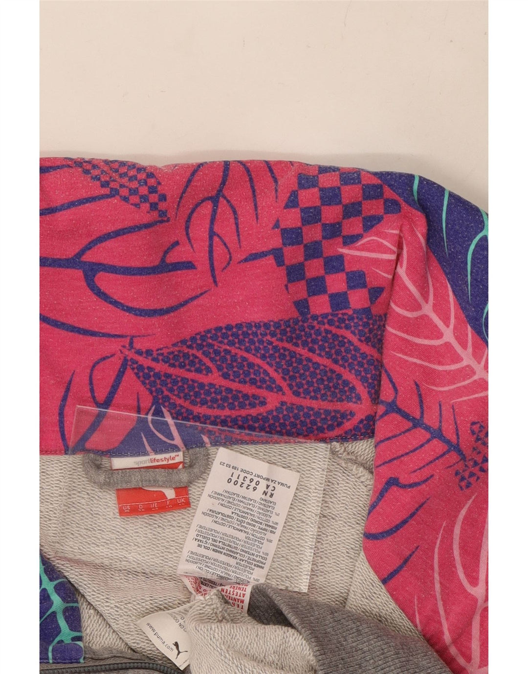 Jachetă de trening PUMA pentru femei UK 12, bumbac floral, gri mediu