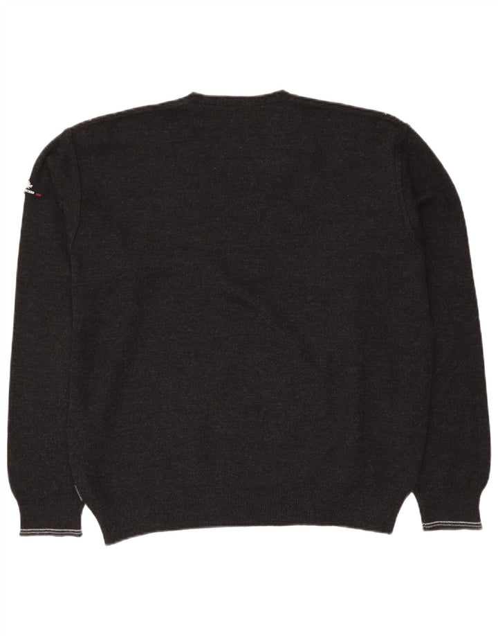 Il Granchio Pulover cu decolteu în V pentru bărbați, lână nouă, gri, geometrică