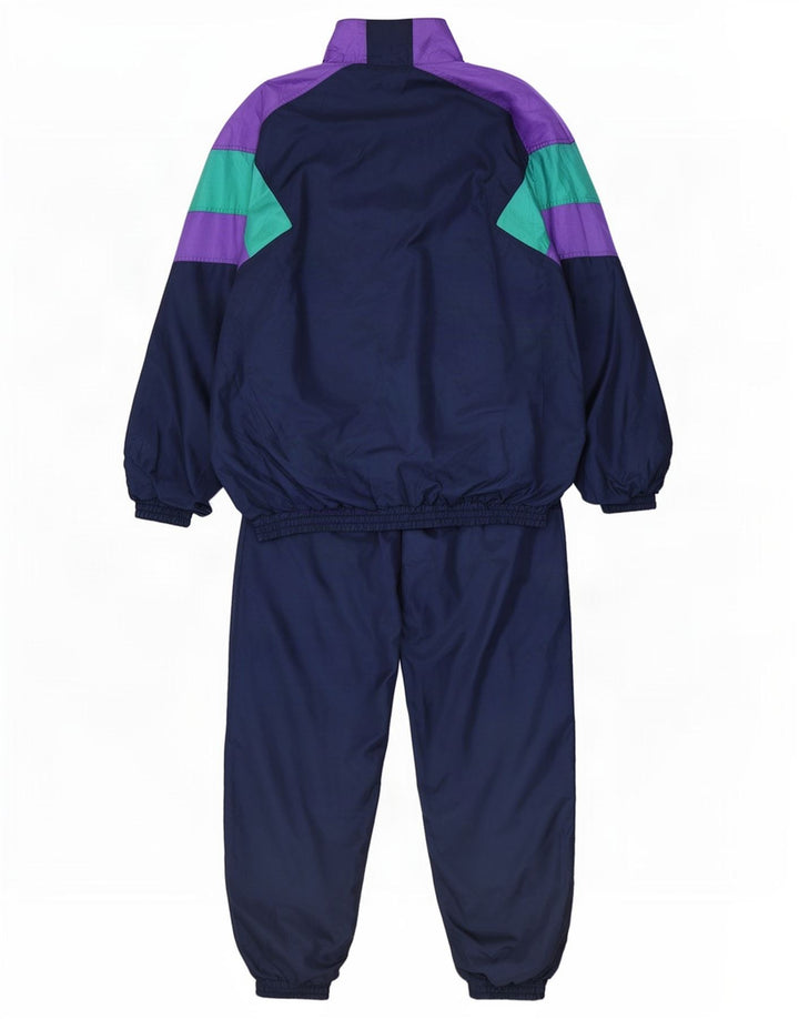Trening complet pentru bărbați vintage, mediu bleumarin, poliamidă color bloc