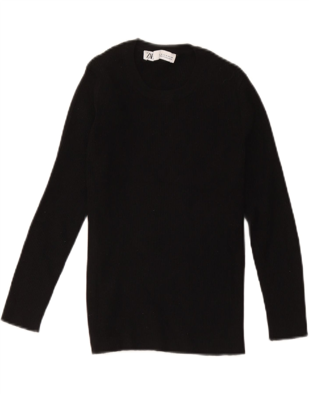 Top femeie Zara cu mânecă lungă UK 12 Medium Black Viscose