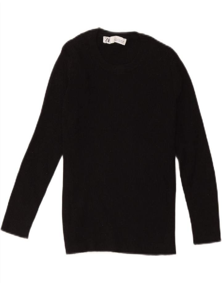 Top femeie Zara cu mânecă lungă UK 12 Medium Black Viscose