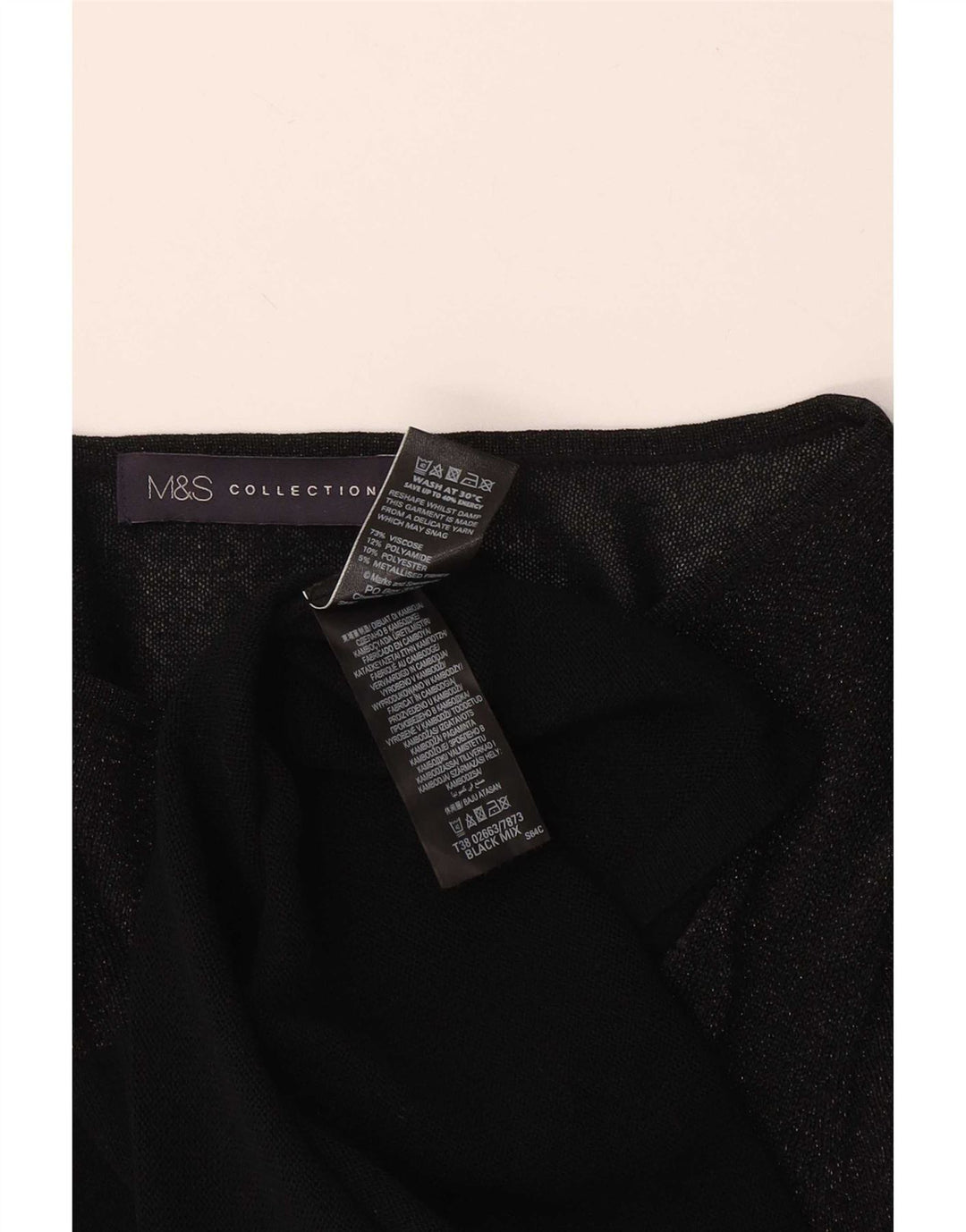 Top pentru femei Marks & Spencer cu mânecă lungă UK 18 XL, viscoză neagră