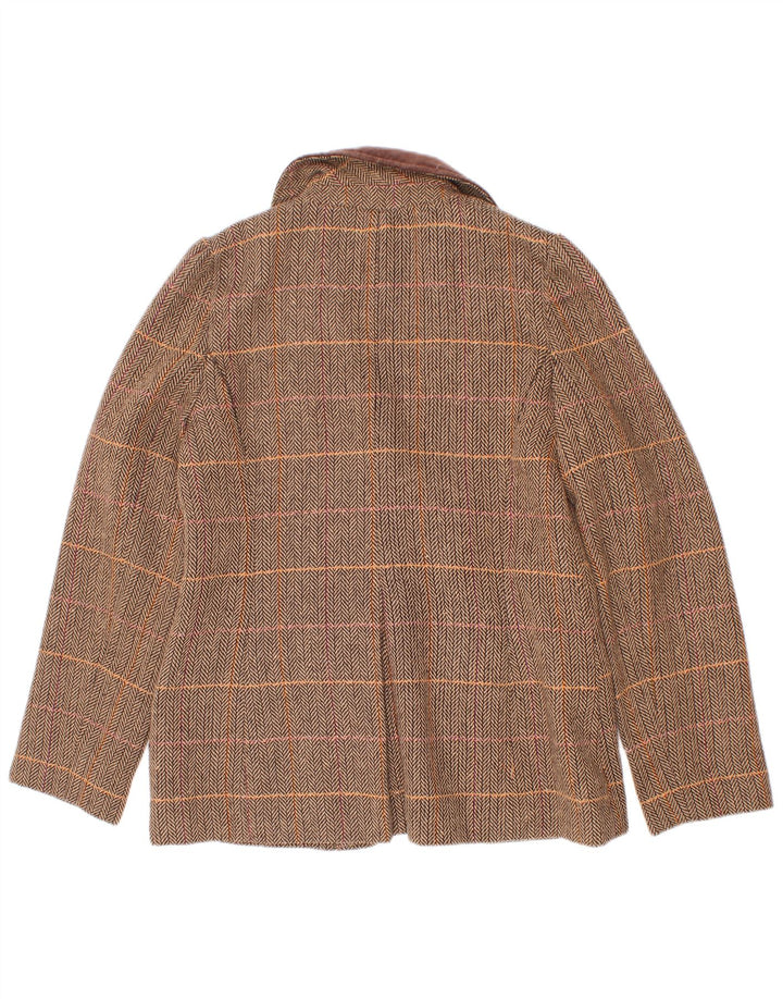 Sacou blazer pentru fete Monsoon, cu 3 nasturi, 9-10 ani, maro check