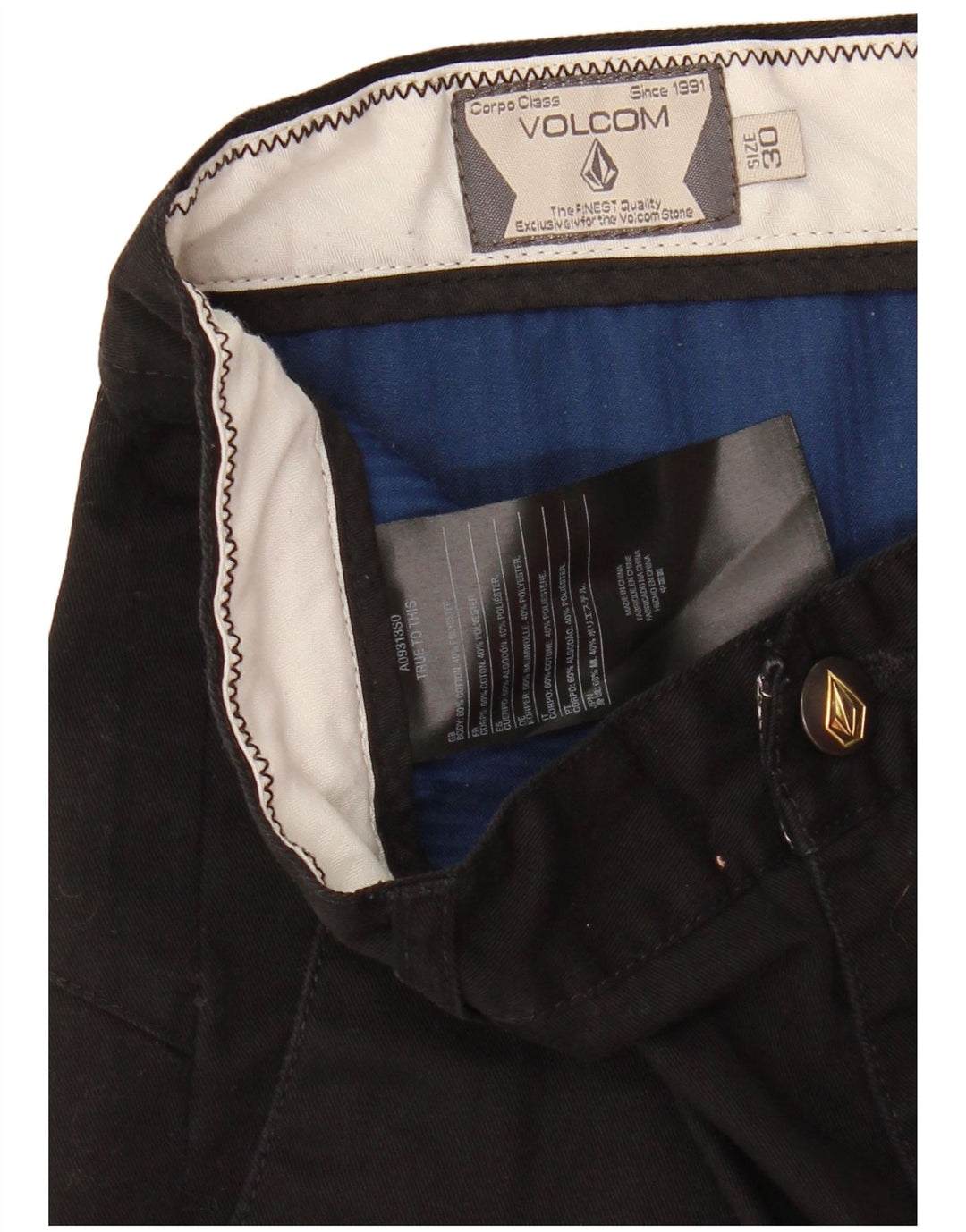 Pantaloni scurți chino pentru bărbați Volcom W30, bumbac mediu negru