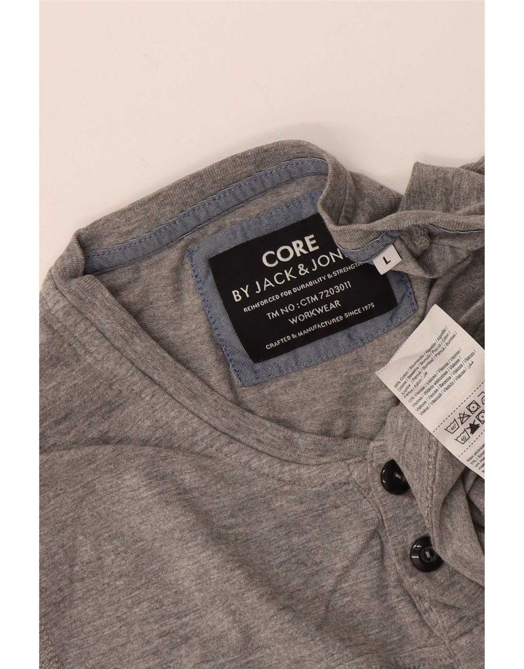 Jack & Jones Top pentru bărbați cu mânecă lungă mare, gri, bumbac cu pete
