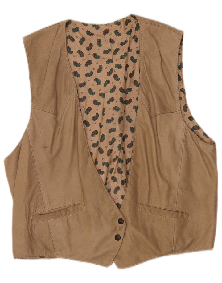 Vintage Womens Waistcoat Large Beige