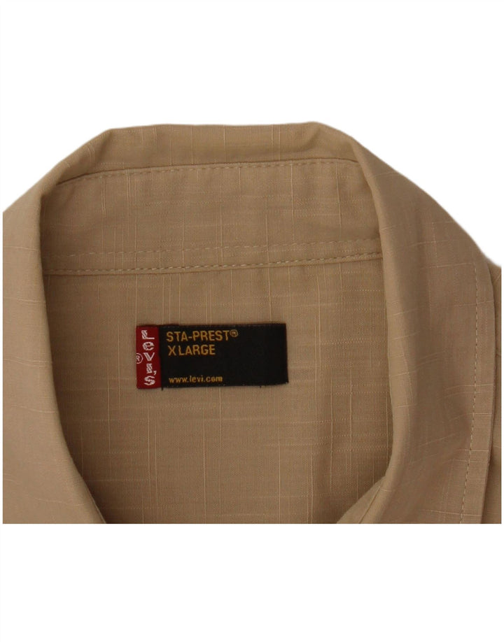 Cămașă cu mânecă scurtă pentru femei Sta-Prest Levi's UK 18 XL, bej, check