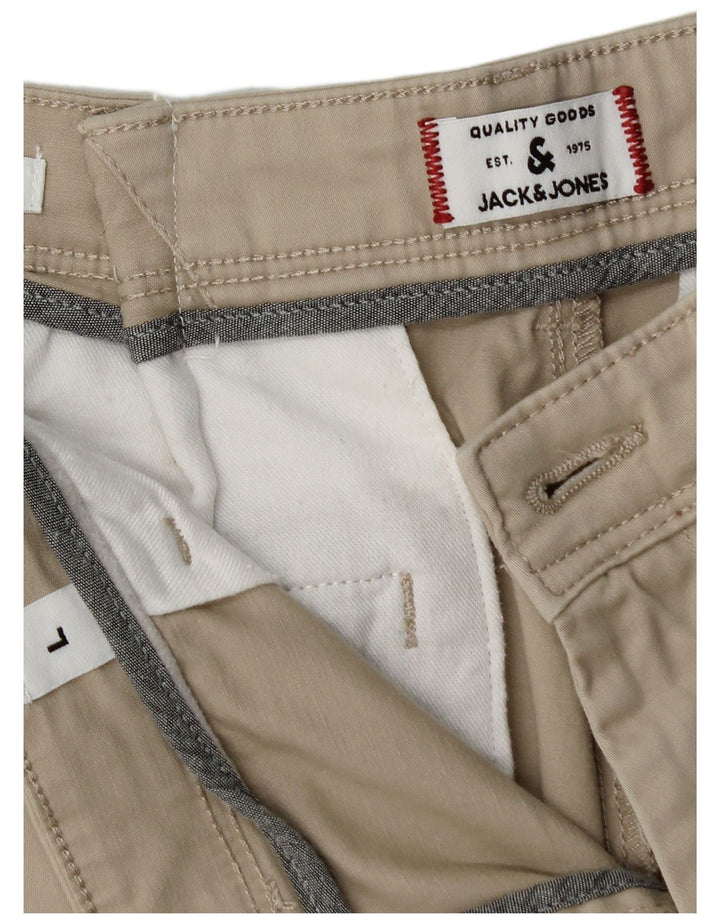 JACK & JONES Pantaloni scurți chino pentru bărbați, mari W32, bumbac, bej