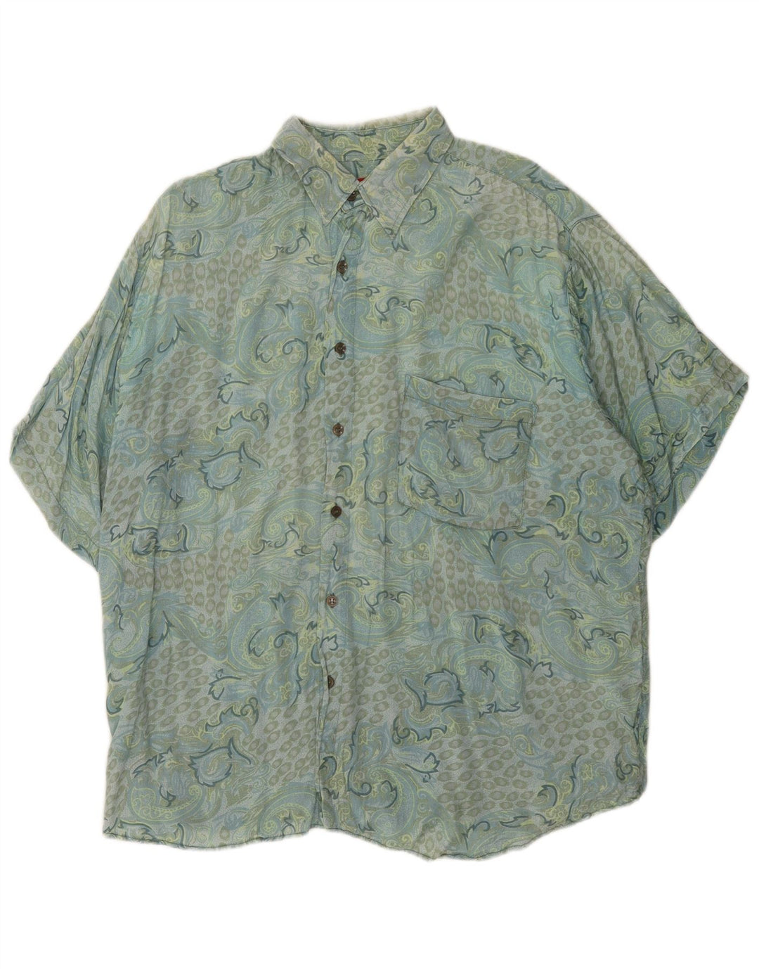 Cămașă Vintage pentru bărbați cu mânecă scurtă XL Albastru Paisley