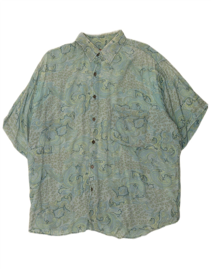 Cămașă Vintage pentru bărbați cu mânecă scurtă XL Albastru Paisley