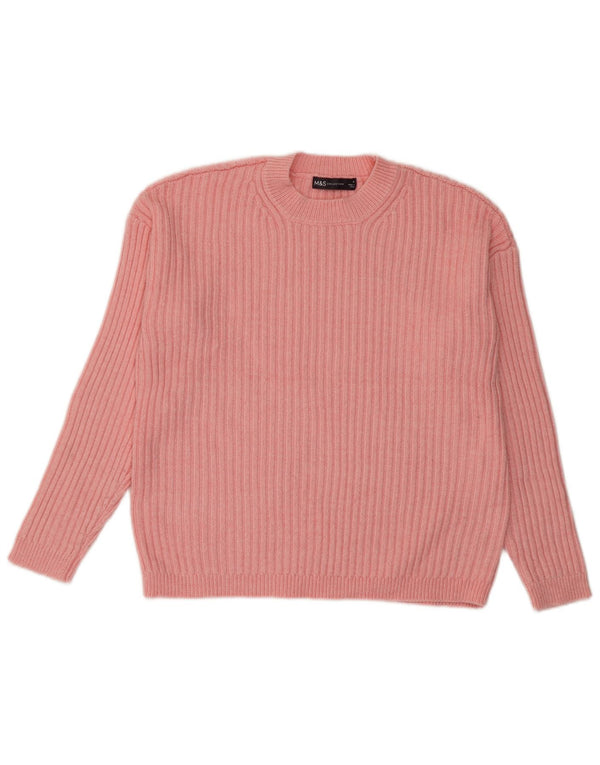 Pulover pentru femei Marks & Spencer cu decolteu triplu UK 14 Poliester roz mediu