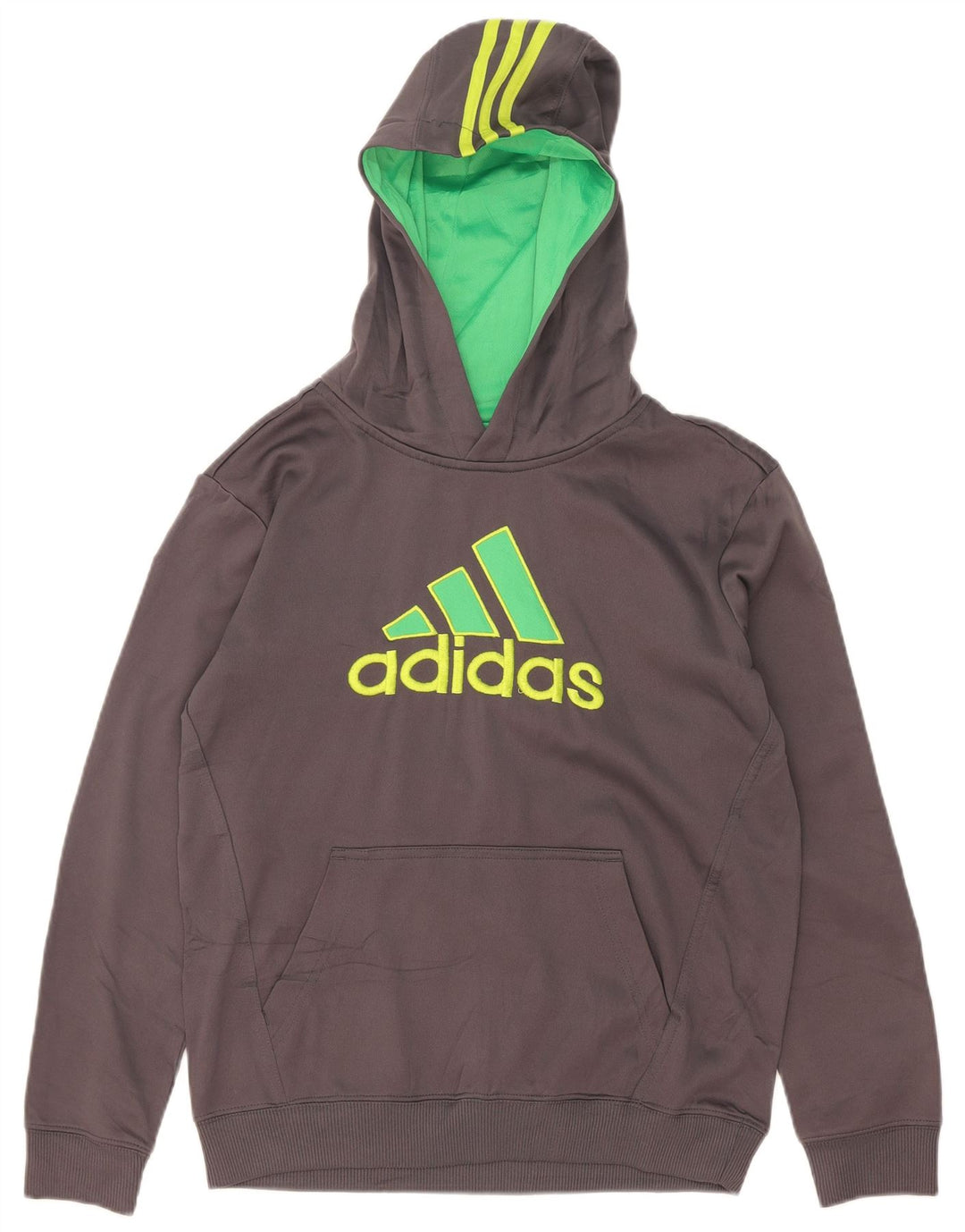 Pulover cu glugă grafic pentru bărbați Adidas, gri mediu, poliester color bloc