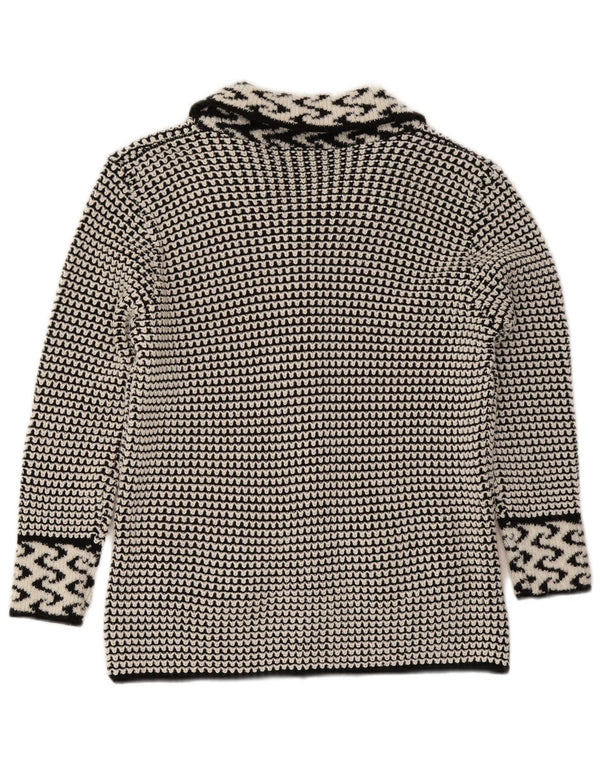 Pulover Cardigan Vintage pentru Damă UK 14 Medium Gri Geometric