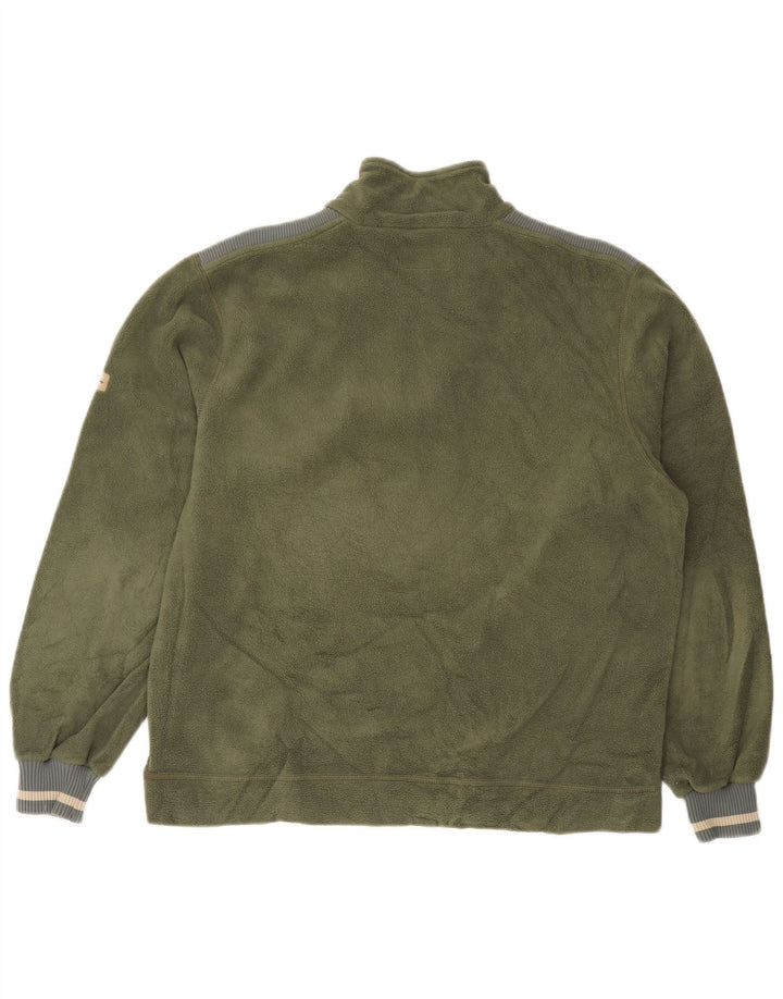 Pulover pentru bărbați Champion, cu fermoar și gât, poliester kaki mediu