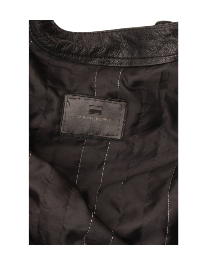 Jachetă Bomber din piele pentru bărbați Sonny Bono UK 38 Medium Black