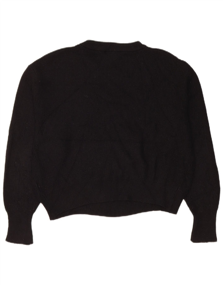 Pulover supradimensionat pentru femei Zara, cu gât crew, UK 14, viscoză medie, neagră