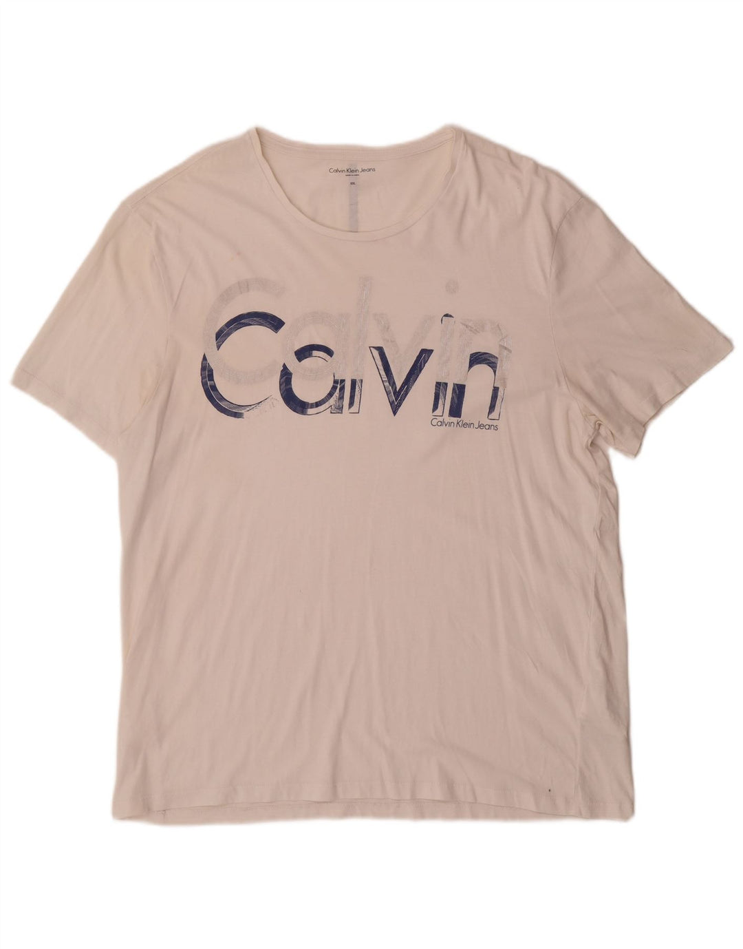 CALVIN KLEIN JEANS Tricou grafic pentru bărbați Top 2XL Bumbac alb