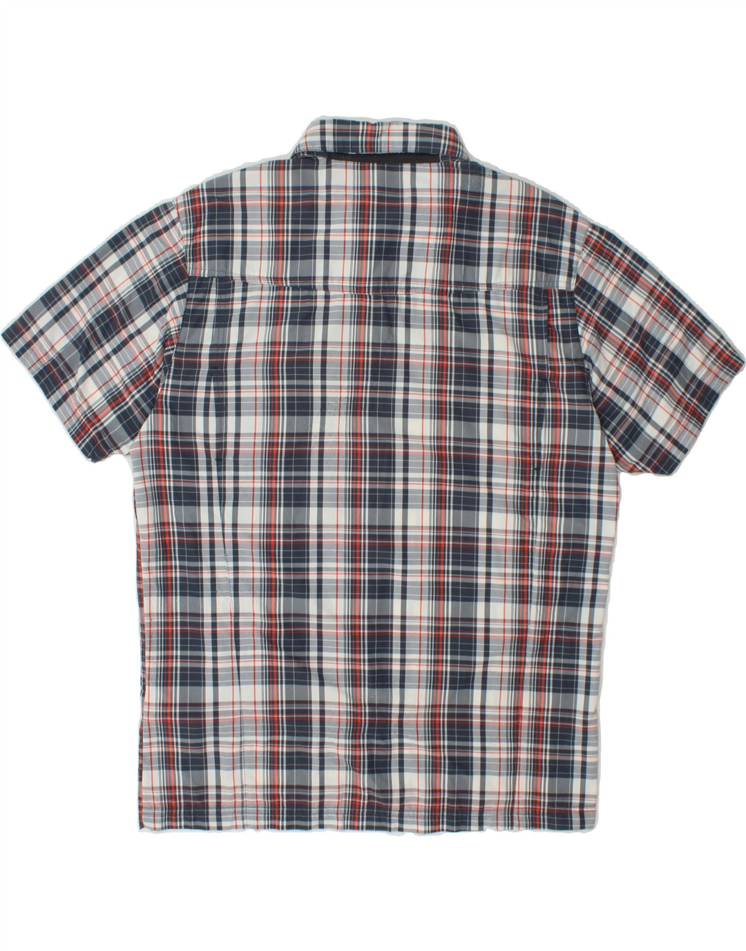 MC KINLEY Mens Short Sleeve Shirt Large Navy Blue Check Polyamide Vintage MC Kinley and Second-Hand MC Kinley from Messina Hembry 