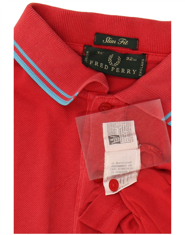 FRED PERRY Mens Slim Fit Polo Shirt Small Red Cotton