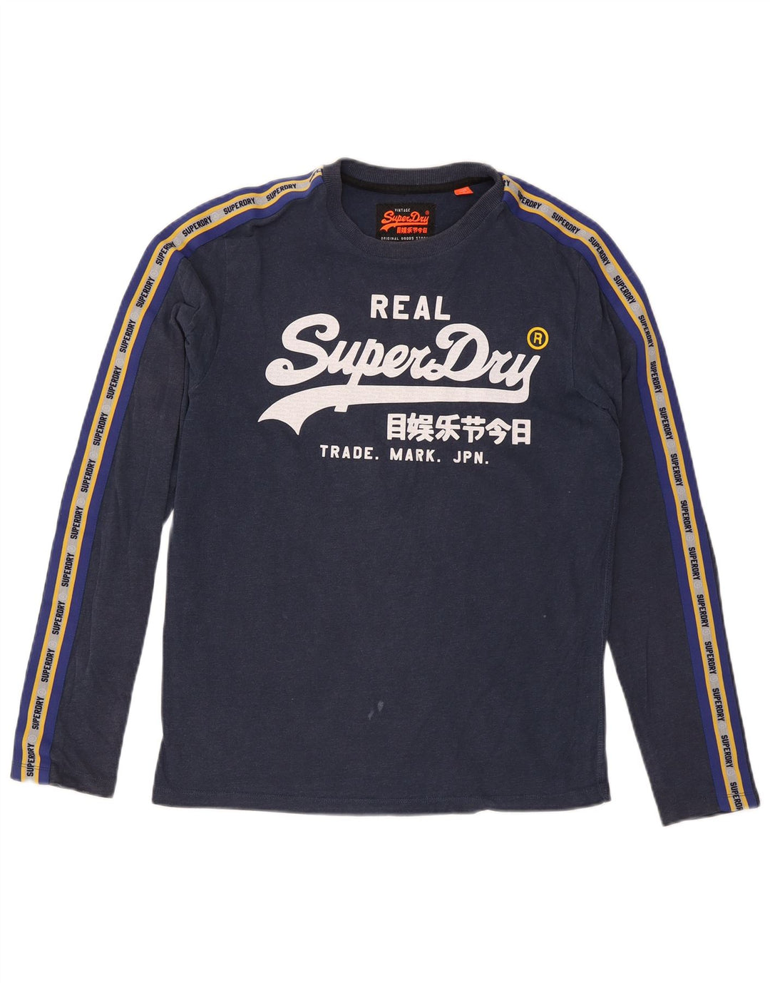 Tricou grafic pentru bărbați Superdry cu mânecă lungă, mediu bleumarin