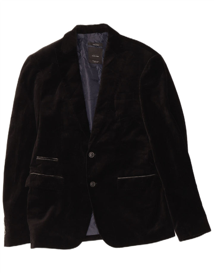 Blazer pentru bărbați din catifea cu 2 nasturi, EU 40, bumbac mediu negru
