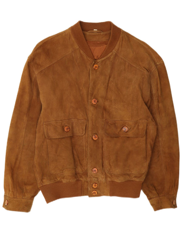 Bomber Vintage pentru bărbați din piele intoarsa IT 46 Mic Bej Piele