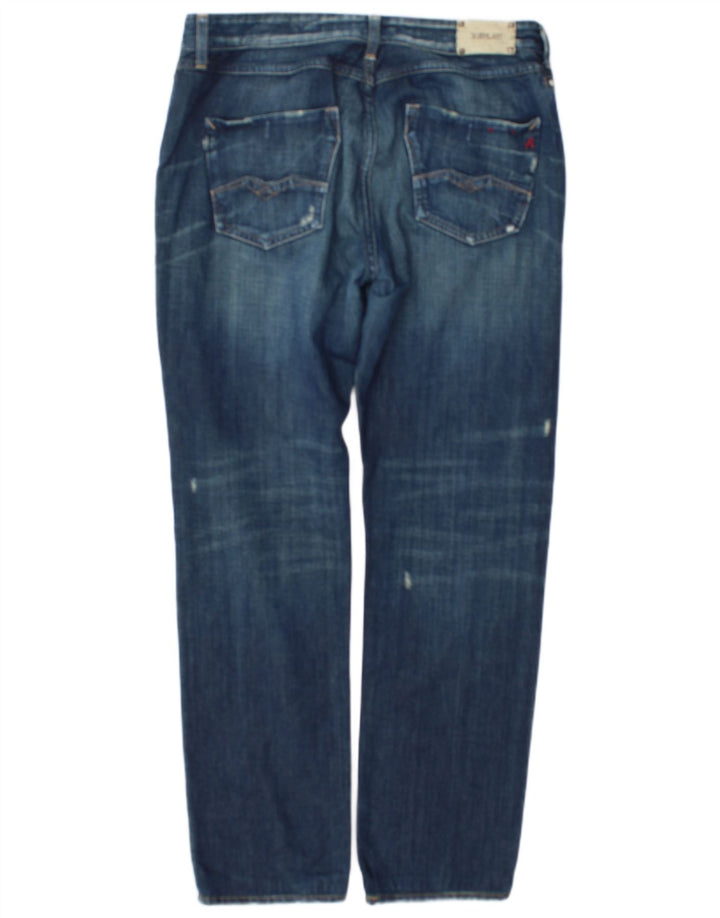 Replay Blugi Distressed drepte pentru femei W31 L34 Bumbac albastru