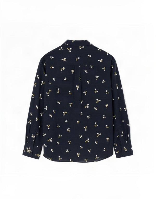 Cămașă pentru femei Marks & Spencer UK 10 mic, albastru marin, viscoză florală