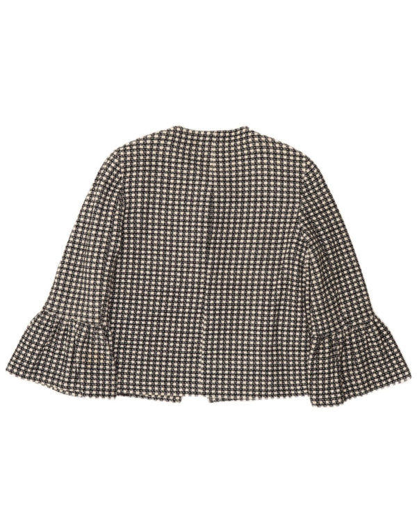 Jachetă pentru femei Zara, cu 1 buton, mânecă 3/4, UK 10, cu carouri mici, negru