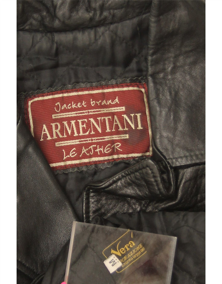 Jachetă de piele vintage pentru femei UK 14 Medium Black Leather
