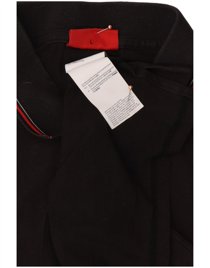 Tricou polo HUGO BOSS pentru bărbați, bumbac negru mare