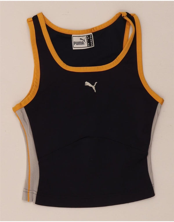 Puma Womens Crop Vest Top UK 10 Small Black Colorblock Poliester