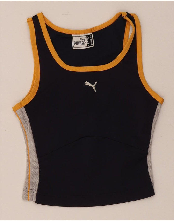 Puma Womens Crop Vest Top UK 10 Small Black Colorblock Poliester