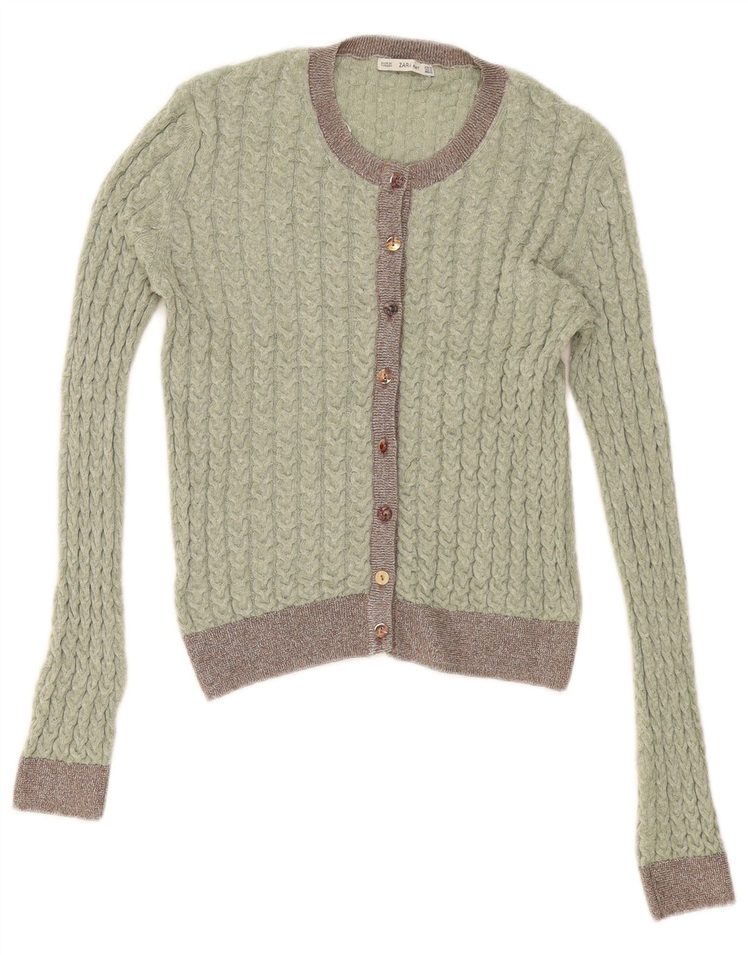 Pulover cardigan pentru femei Zara UK 12 Medium Green Colorblock