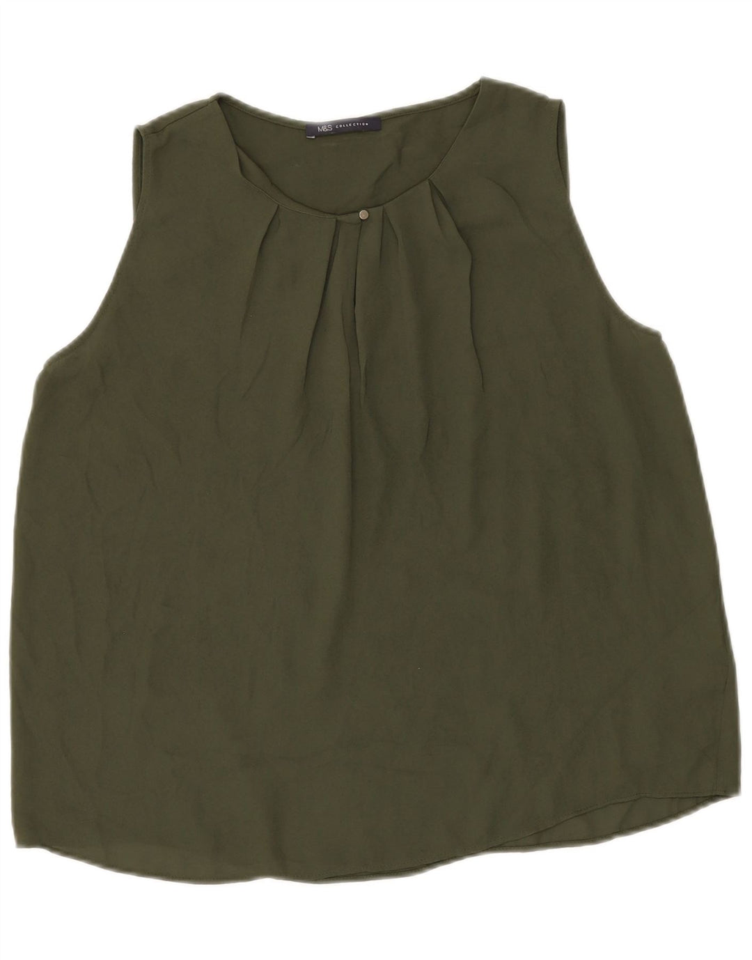 MARKS & SPENCER Womens Sleeveless Blouse Top UK 14 Medium  Green Polyester