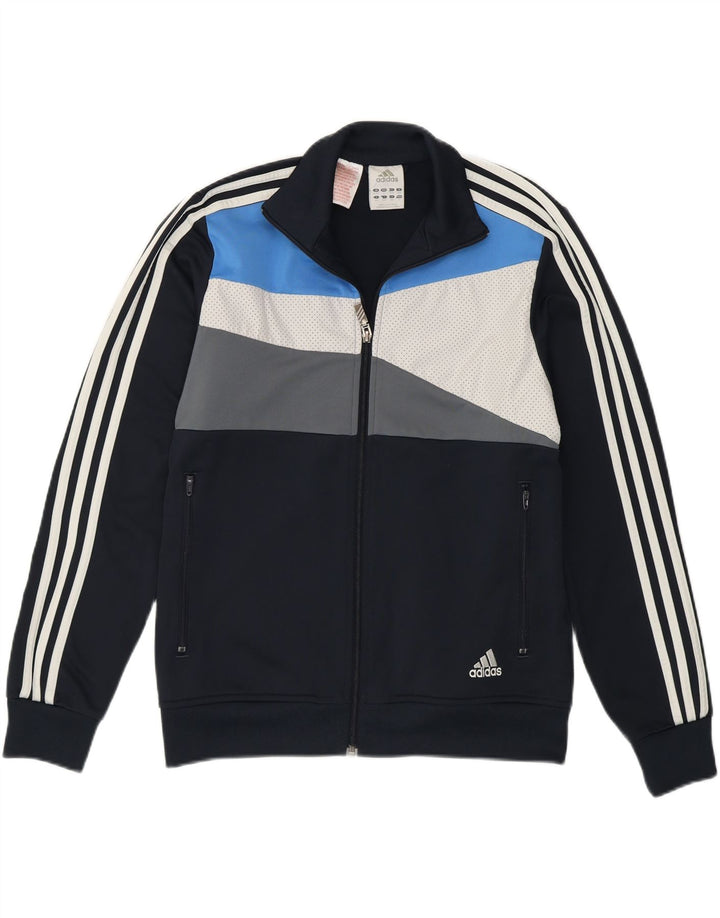 Jachetă de trening pentru băieți Adidas 13-14 ani, albastru bleumarin, color block