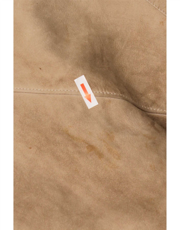 Palton din shearling vintage pentru femei cu mâneci 3/4 UK 14 Bej mediu