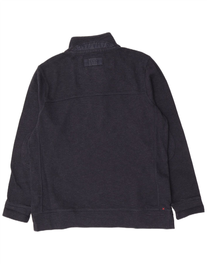 Pulover pentru bărbați Fat Face, cu gât cu nasturi, XL, bumbac bleumarin, clasic