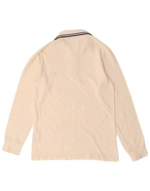 Fred Perry tricou polo cu mânecă lungă pentru băieți 11-12 ani din bumbac alb