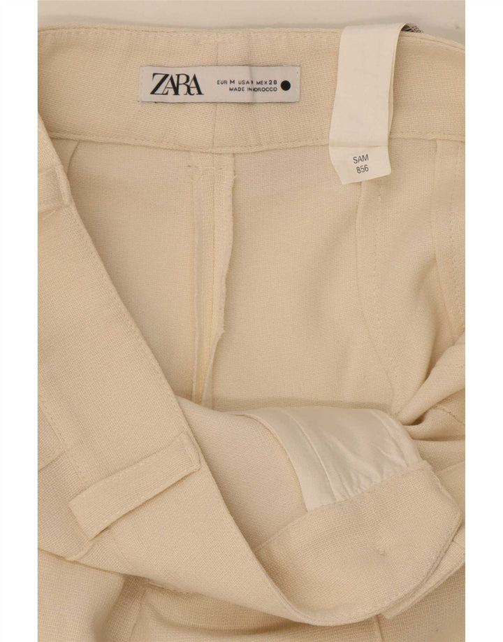 Pantaloni casual drepti pentru femei Zara Mediu L32 L33 Poliester alb