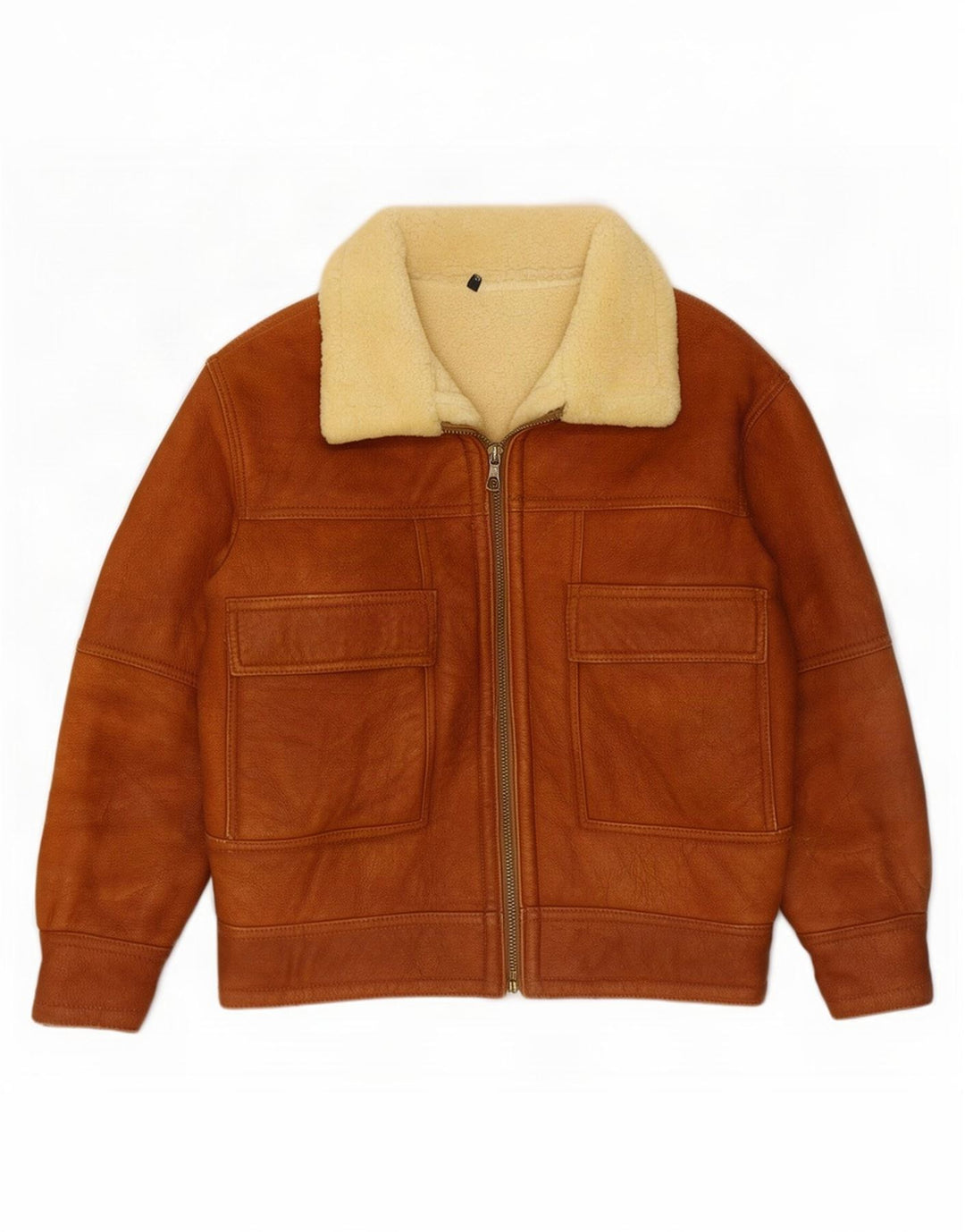 Jachetă vintage pentru bărbați din shearling IT 50 Large Brown