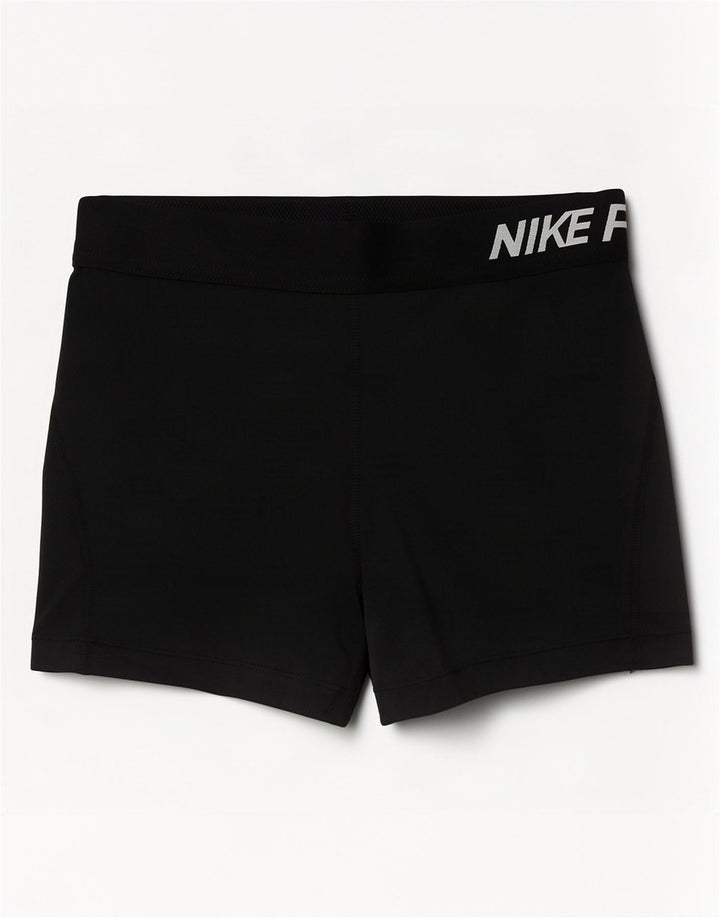 Pantaloni scurți sport Nike Dri Fit Graphic pentru femei UK 8 Small Negru Poliester