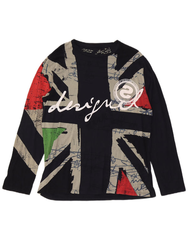 Top grafic pentru femei Desigual cu mânecă lungă UK 20 2XL Negru