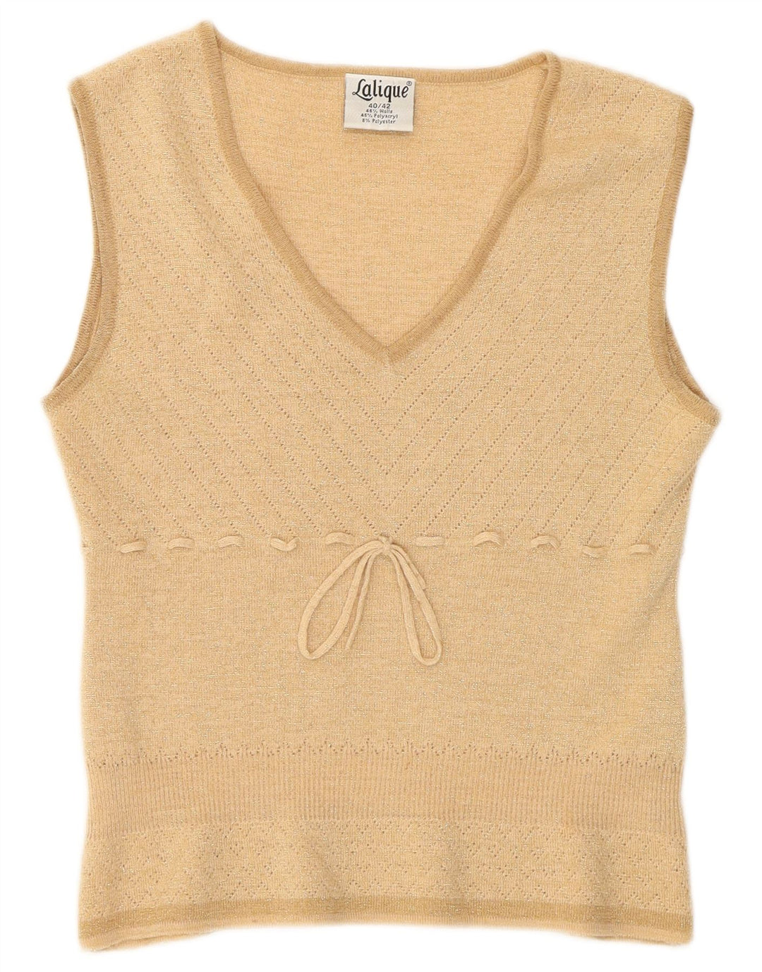 Vestă Vintage Femei Tank Top IT 40/42 Mic Bej Lână