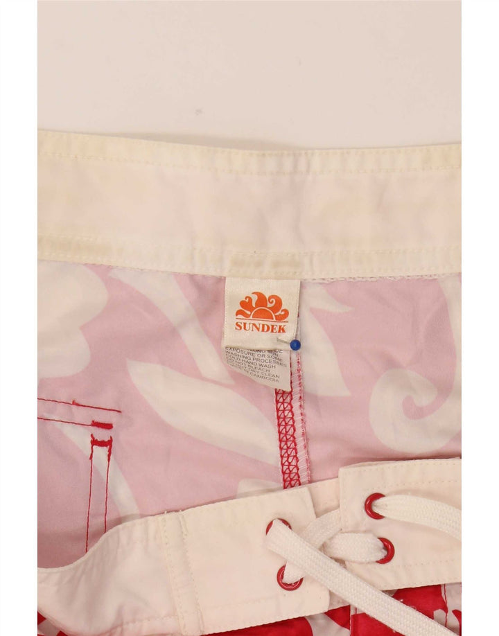 Sundek Pantaloni scurți de înot pentru bărbați, mari, roșii, din poliester floral